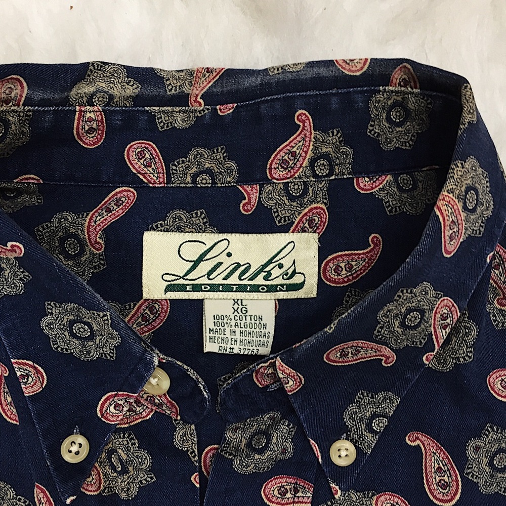 Vintage Button Don Shirt Paisley Links Edition EUC - Picture 2 of 4